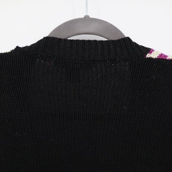 Rebecca Stone Patchwork Cardigan Womens L Black Boho Art To Wear Grandma Quirky - Picture 16 of 16